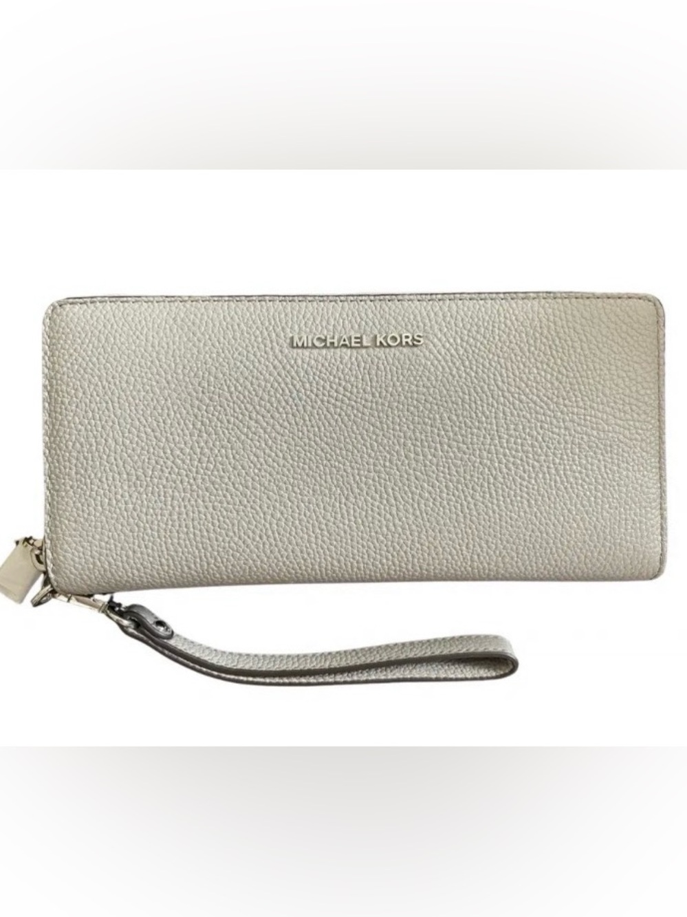 Michael Kors Cream Saffiano Zip Wristlet/Wallet with Gold Logo, gently used